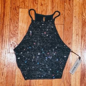 Green sparkly sleeveless top